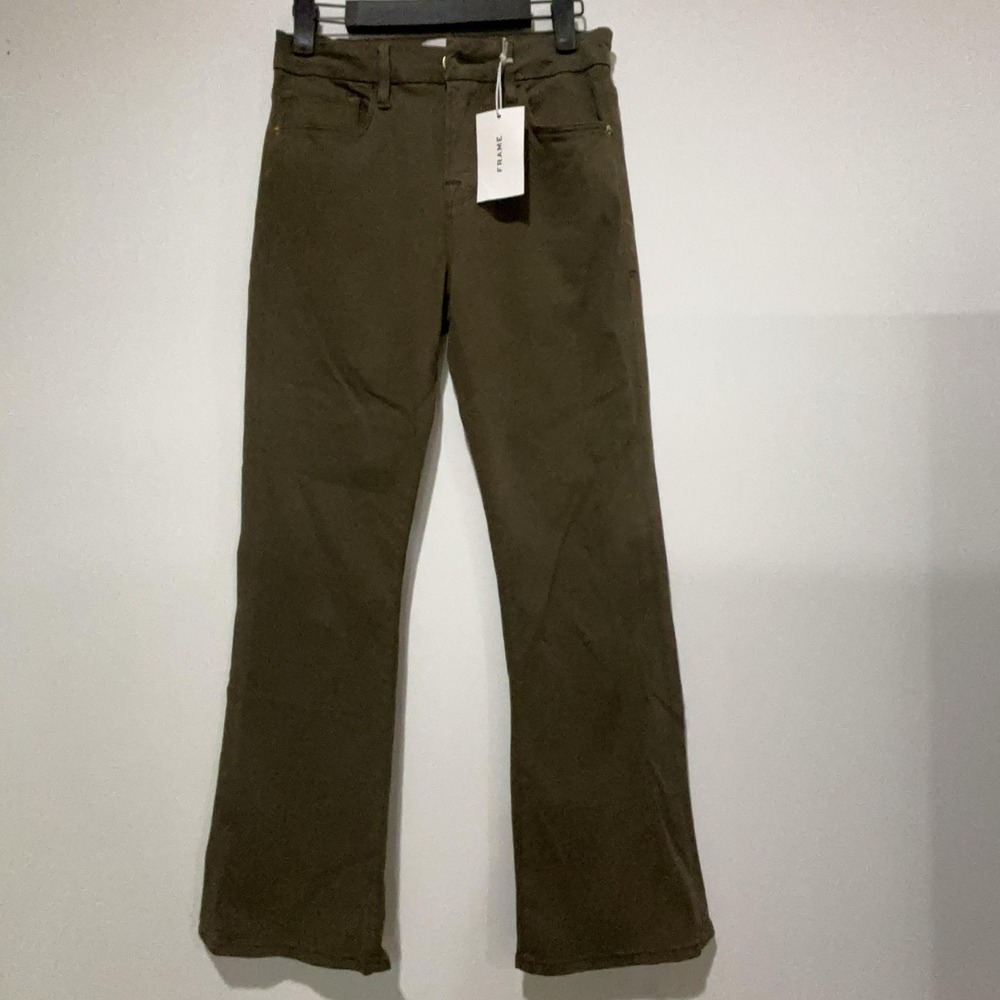 Frame Jeans Womens 27 Green Le Crop Mini Boot Midrise Crop Bootcut Stretch Denim